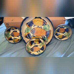 Colorful Fish Design Ceramic Bowl Set